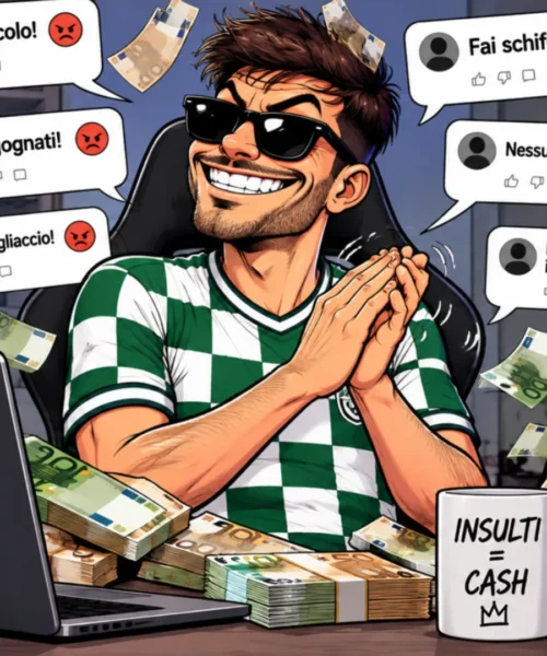 La nuova patetica strategia dell’influencer-tifoso: farsi insultare per poi chiedere soldi